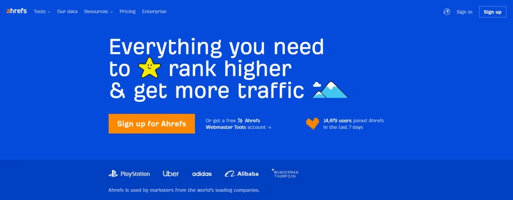 ahrefs homepage