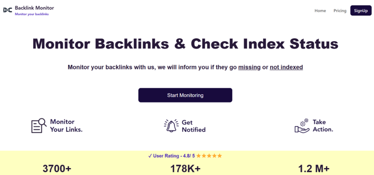 Monitor Backlinks Dashboard
