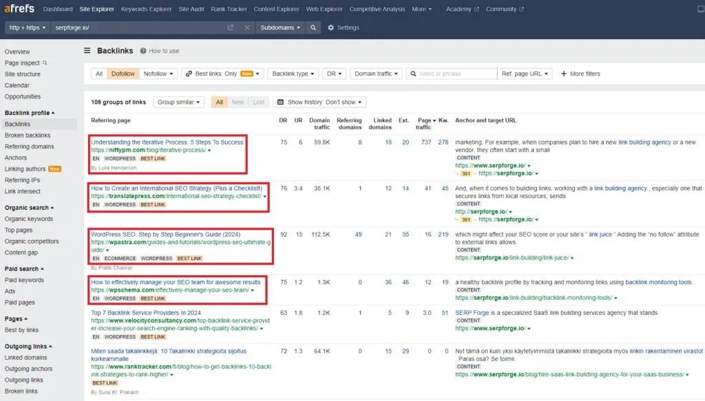 backlinks form relevant websites