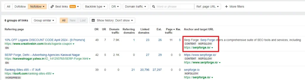 no follow links