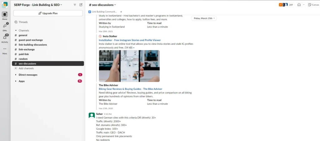 SERP Forge Slack