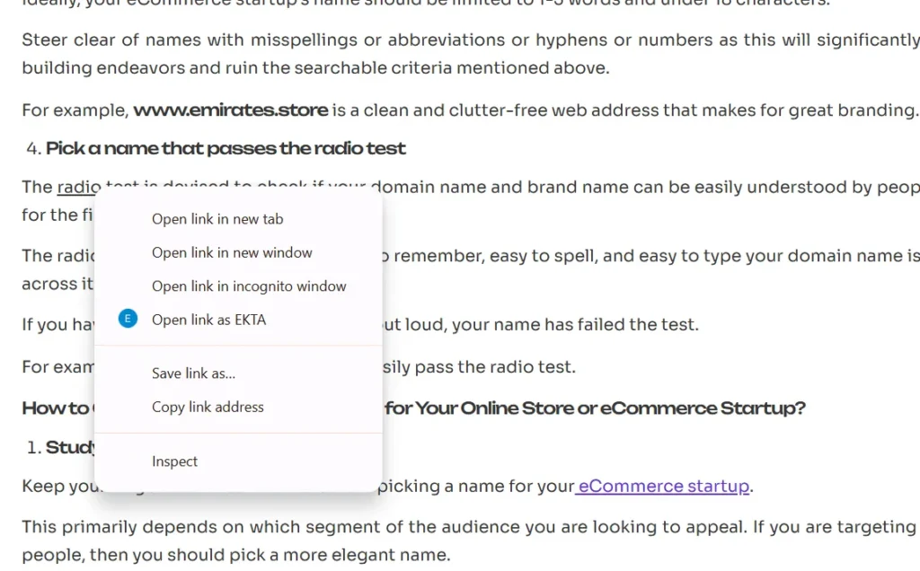 Manually inspect the link in the browser