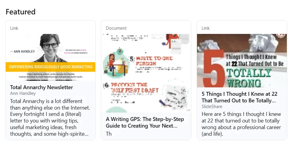 profile’s featured and posts