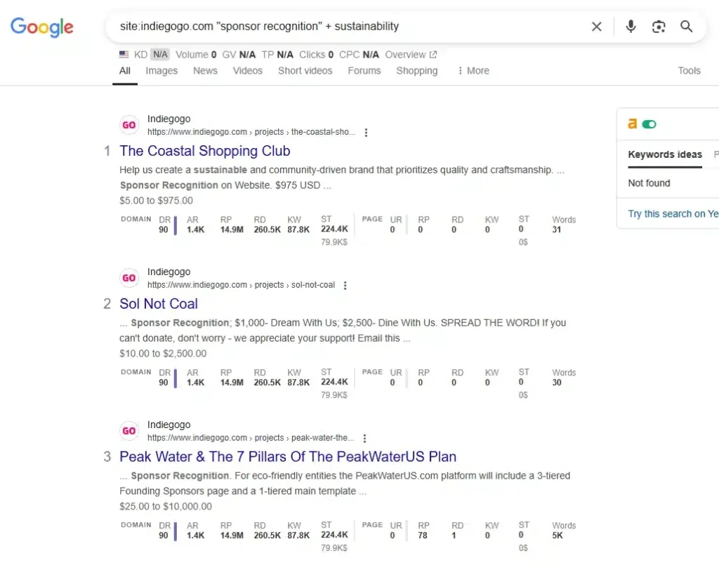 search results