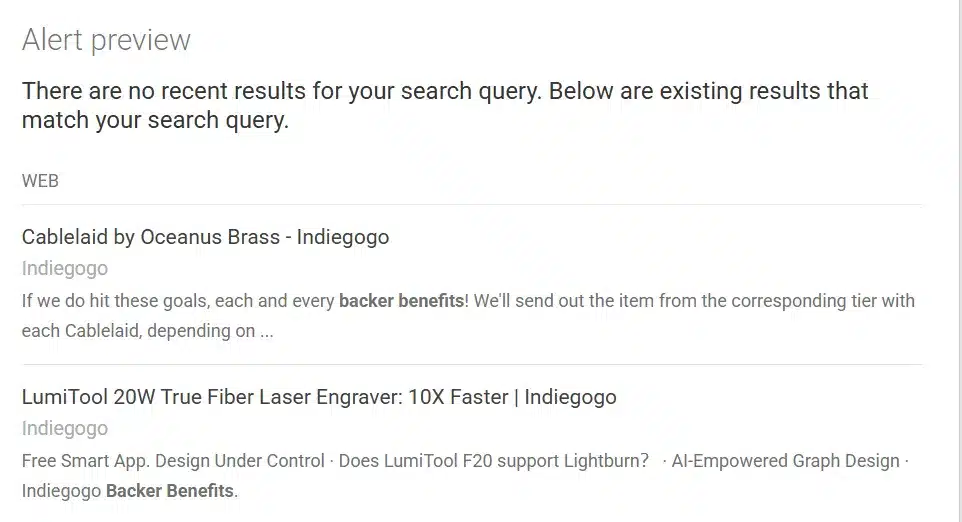 google alerts preview