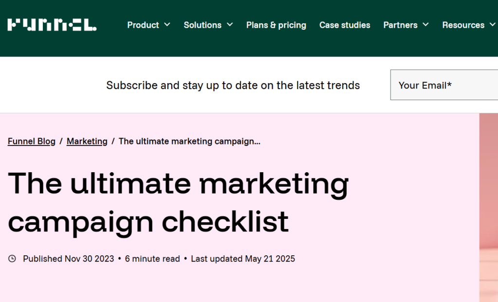 marketing checklist