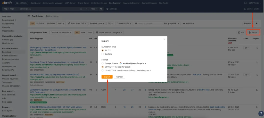 Inbound Link Report
