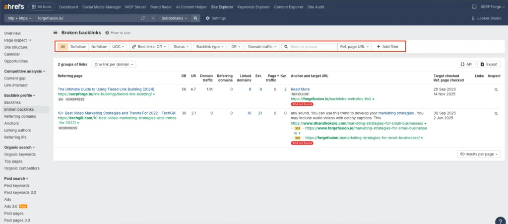 Backlinks Report

