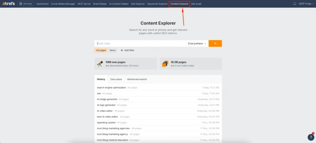Content Explorer