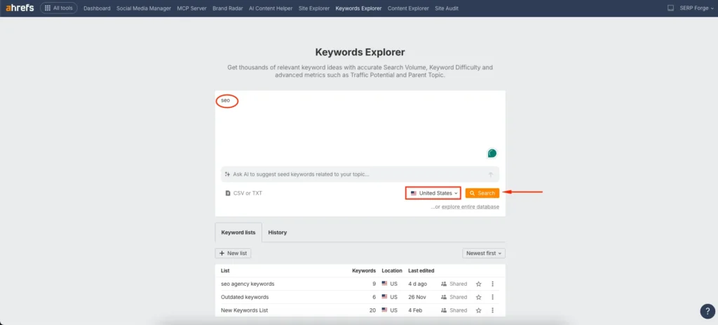 Keywords Explorer Tool