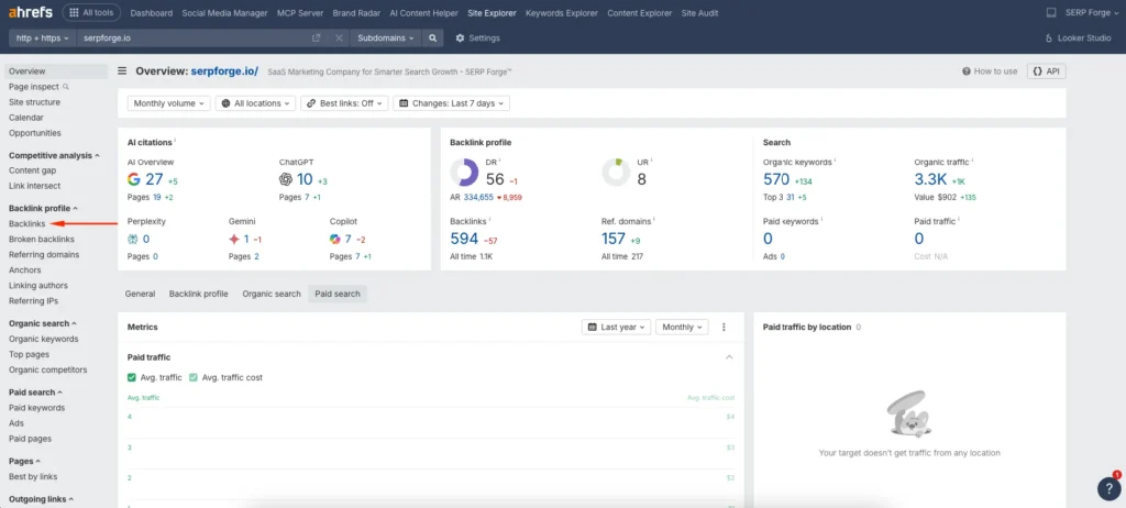 Backlinks report

