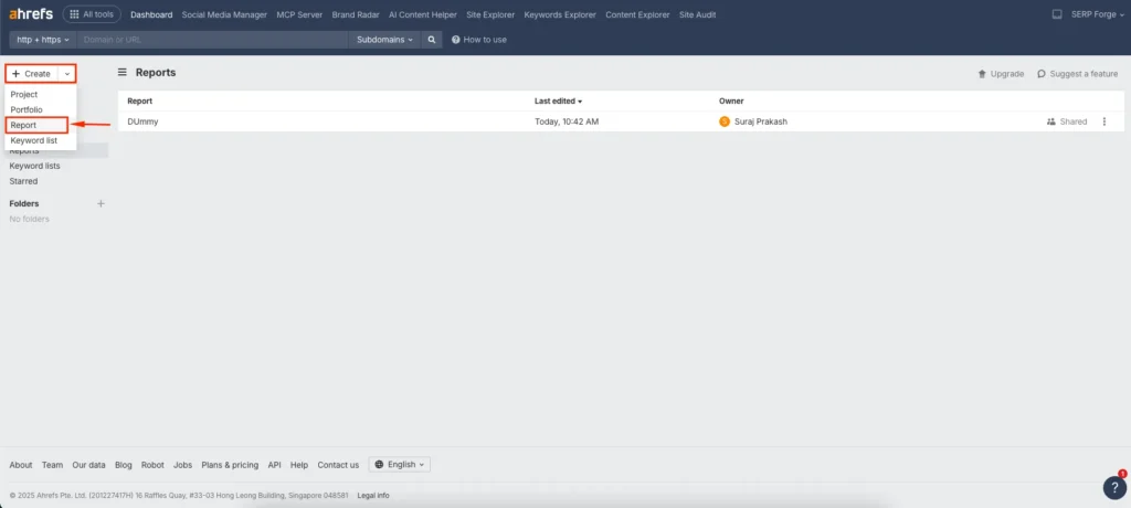 Creating a New Report
