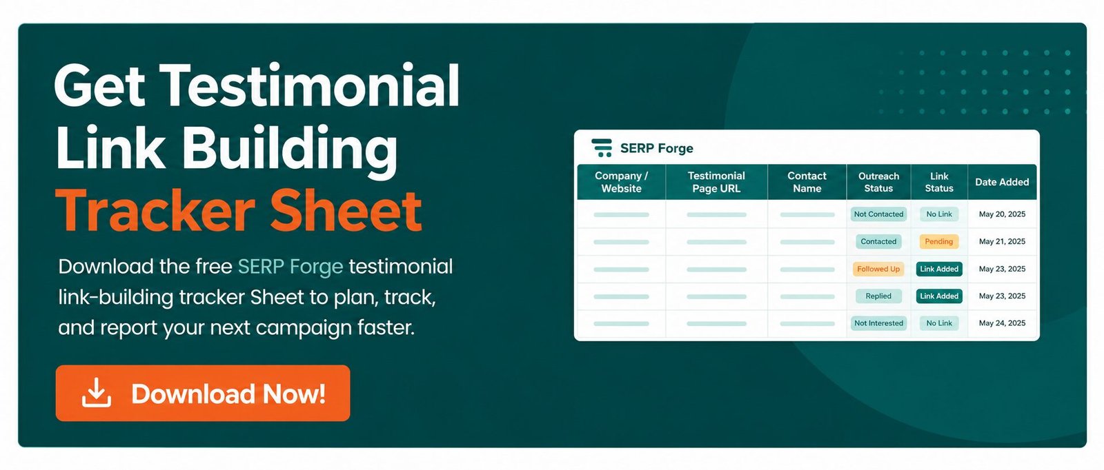 Link Building Tracking Sheet
