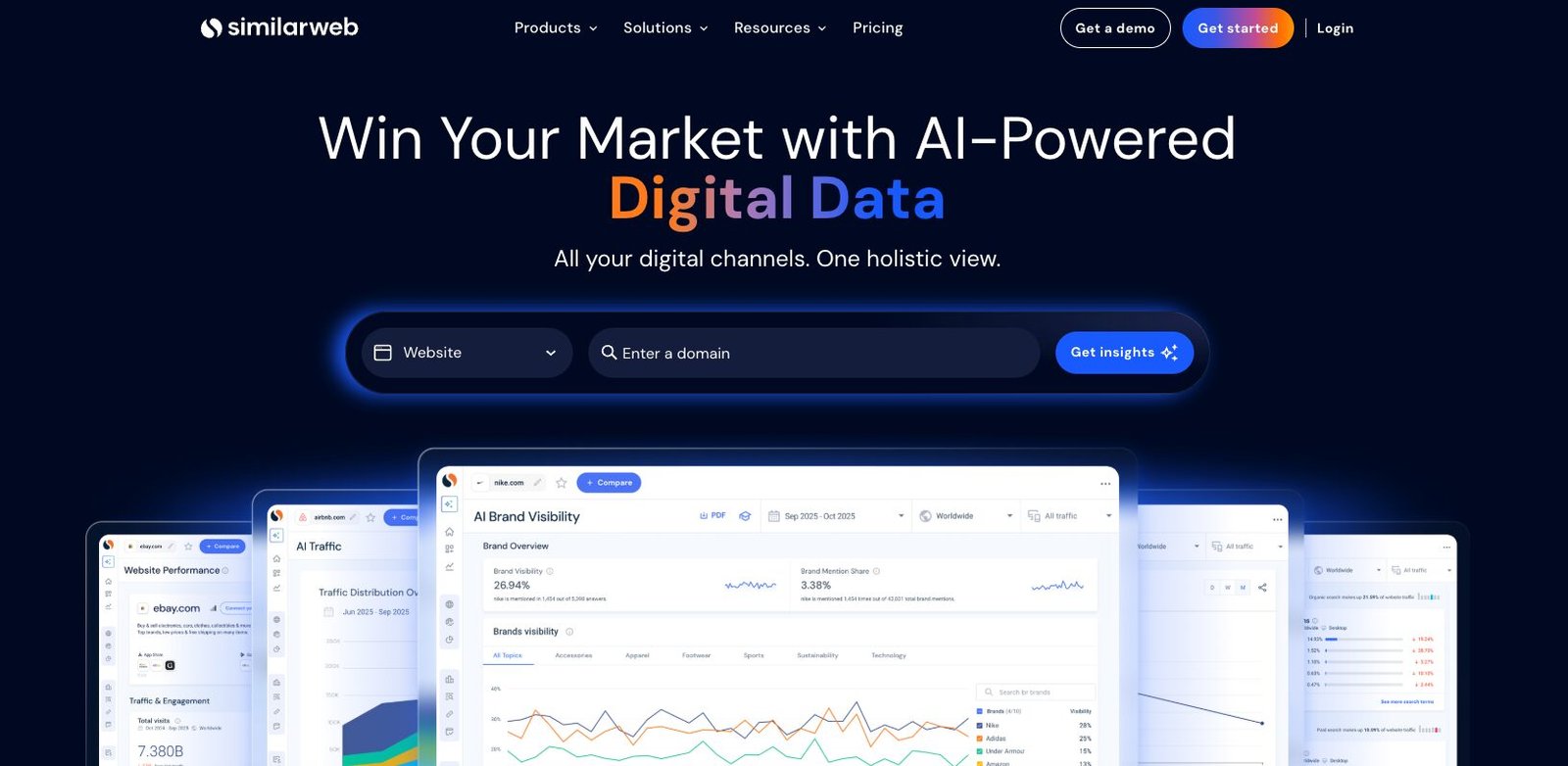 Similarweb homepage: Win Your Market with AI-Powered Digital Data &ndash; all digital channels, one view 